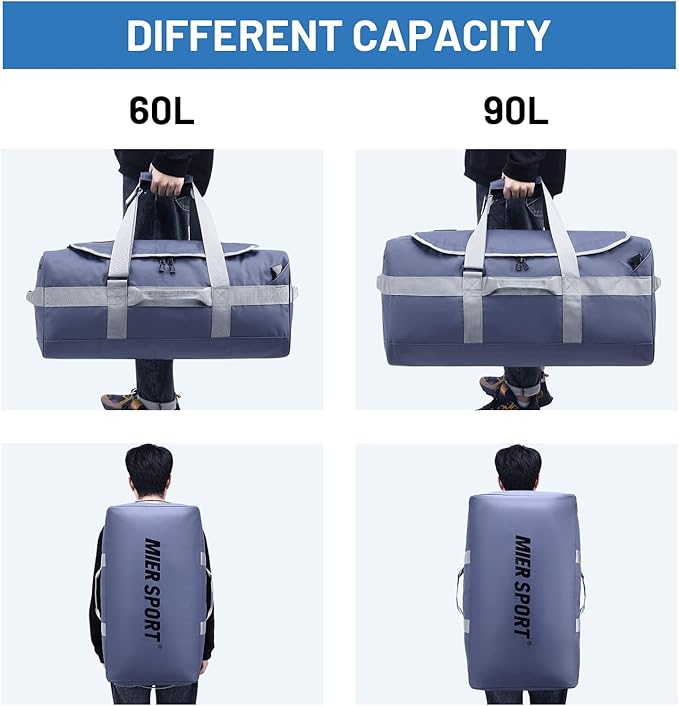MIER Water Resistant Backpack Duffle Heavy Duty Convertible Duffle Bag with Backpack Straps for