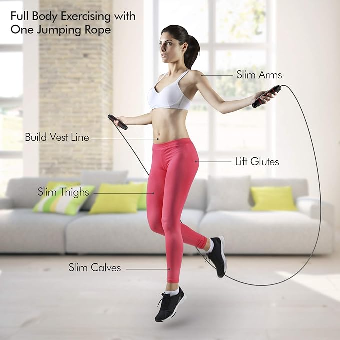 Jump Rope, Tangle-Free Rapid Speed Jumping Rope Cable with Ball Bearings for Women, Men, and Kids