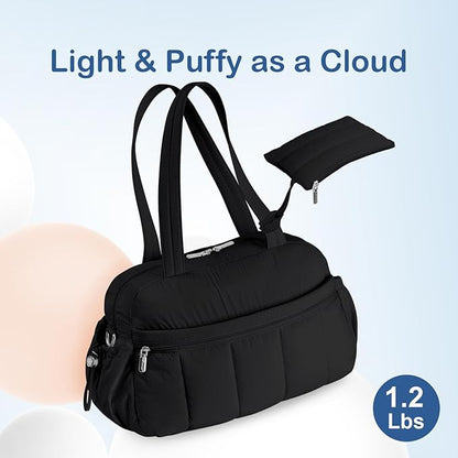 TOPDesign Travel Duffel Bag for Women, Puffer Gym Bag Sports Tote with Wet Pocket, Carry On