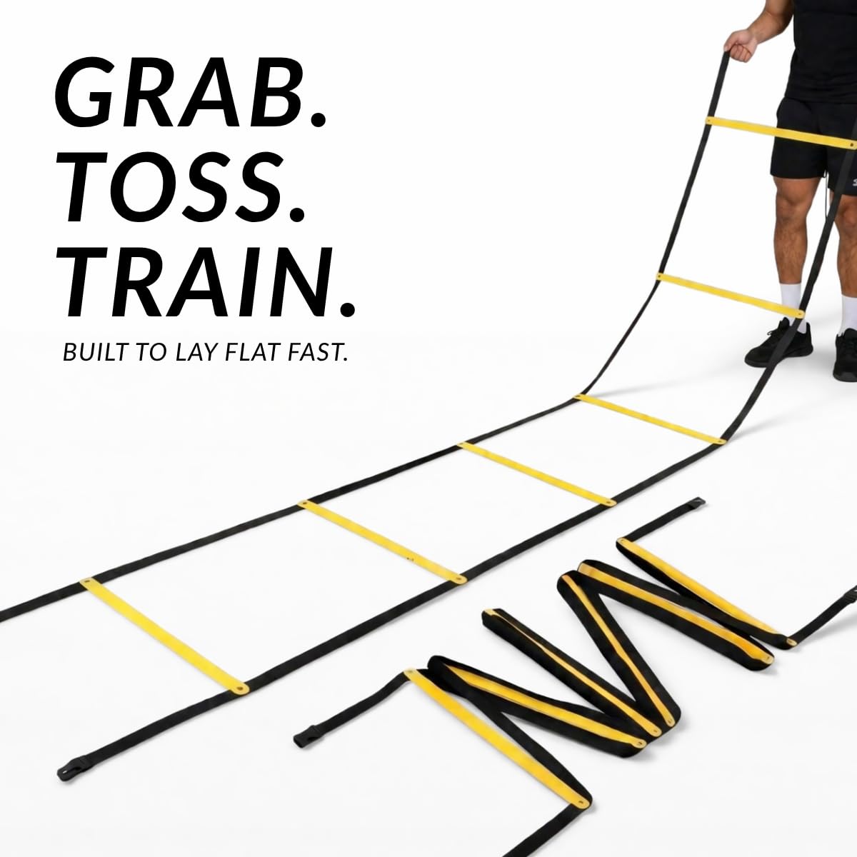 SOFTSOUL Tangle Free Agility Ladder, 12 Fixed Rungs, Heavy Duty Speed & Footwork Training Ladder