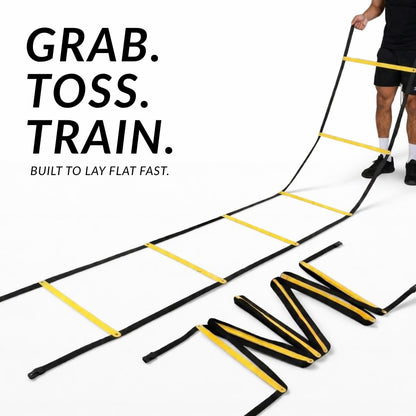 SOFTSOUL Tangle Free Agility Ladder, 12 Fixed Rungs, Heavy Duty Speed & Footwork Training Ladder