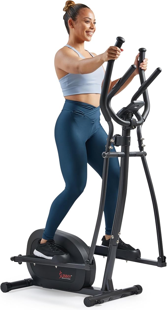 Sunny Health & Fitness Smart Upright Elliptical w/Pulse Sensor Built-in, Indoor Full-Body