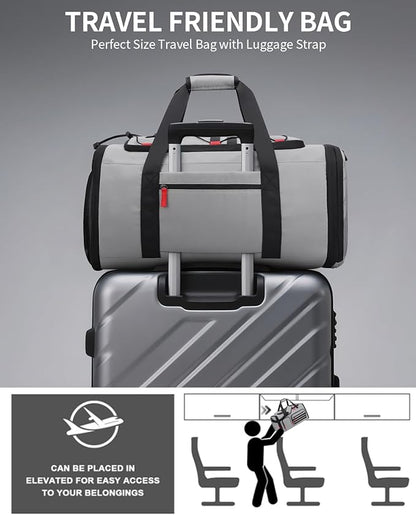 Gym Bags for Men Women, 45L Sports Travel Duffle Bag with Shoe Compartment, 3 in 1 Weekener