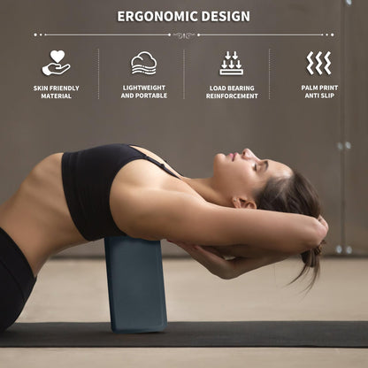 Yoga Blocks 2 Pack, 9x6x3in Pilates Block, Non-Slip Foam Brick for Exercise
