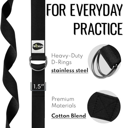 TECEUM Yoga Strap & Mat Strap – 2 IN 1 – Cotton – 6 ft 8 ft 10 ft (30+ colors) – Adjustable