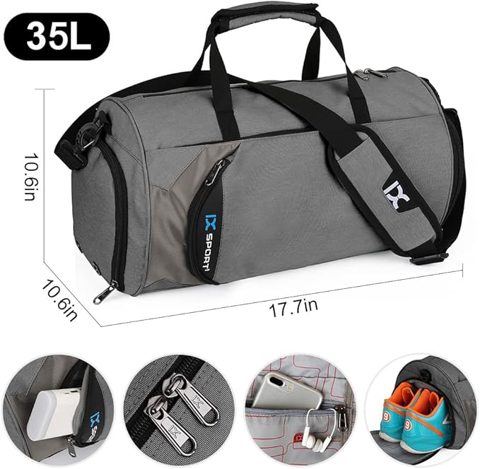 INOXTO Small Sports Gym Bag，Travel Duffel Bag with Dry Wet Pocket and Shoes Compartment for Women