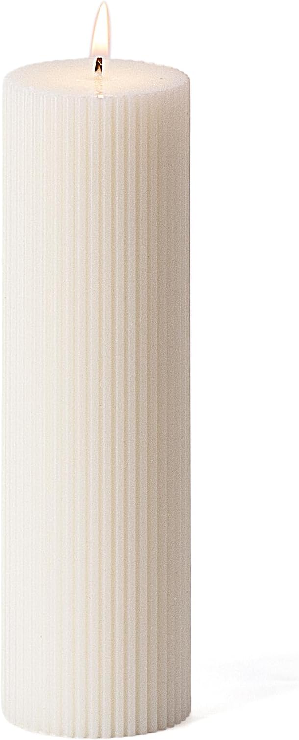 KONNI White Pillar Candles 2.4 x 7.9 inch Unscented Pillar Candle Bulk, Long Burning Candles