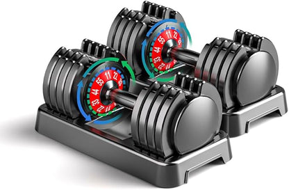 25/55lbs Adjustable Dumbbells Set, Dumbbells with Anti-Slip Metal Handle for Exercise & Fitness
