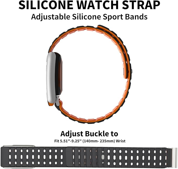 Silicone Bands Compatible with WHOOP 5.0 One and Peak, Adjustable Soft Comfortable Breathable