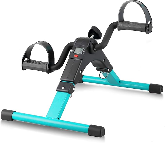 Folding Pedal Exerciser, Mini Under Desk Bike - Portable Foot Hand Cycle Peddler Machine Bicycle