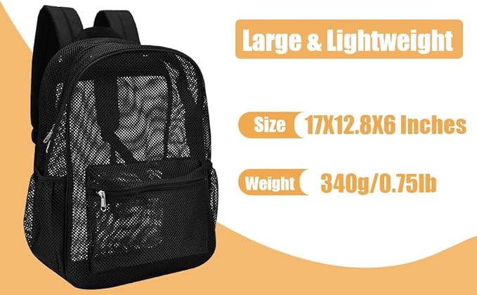 Oraben Duty Mesh Backpacks for Adults,See Through Backpack for Swimming Work Outdoor, Diving