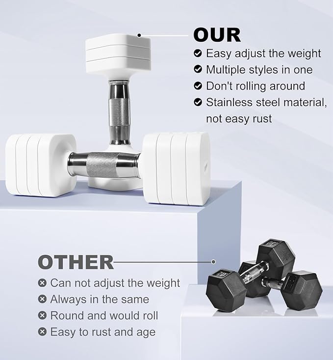 15LB 20LB 40LB 50LB Adjustable Dumbbell Set Free Weights Dumbbells Set for Women Men Hand Weights