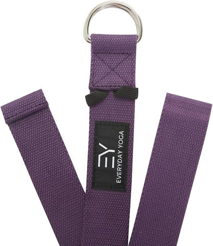 Everyday Yoga Super Strong Strap with Metal D-ring Buckle - Improve Flexibility, Stretching, and