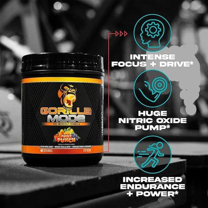 Gorilla Mind Pre Workout - Massive Pumps Laser Focus Energy Power - L-Citrulline, Creatine