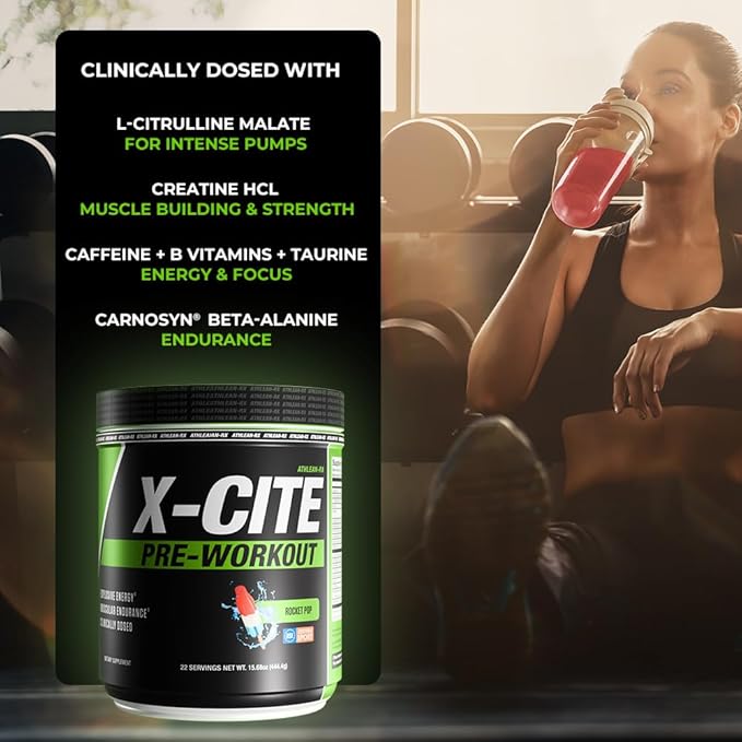 X-CITE Pre-Workout by ATHLEAN-X - Enhanced Formula with Beta-Alanine, Creatine & Caffeine for