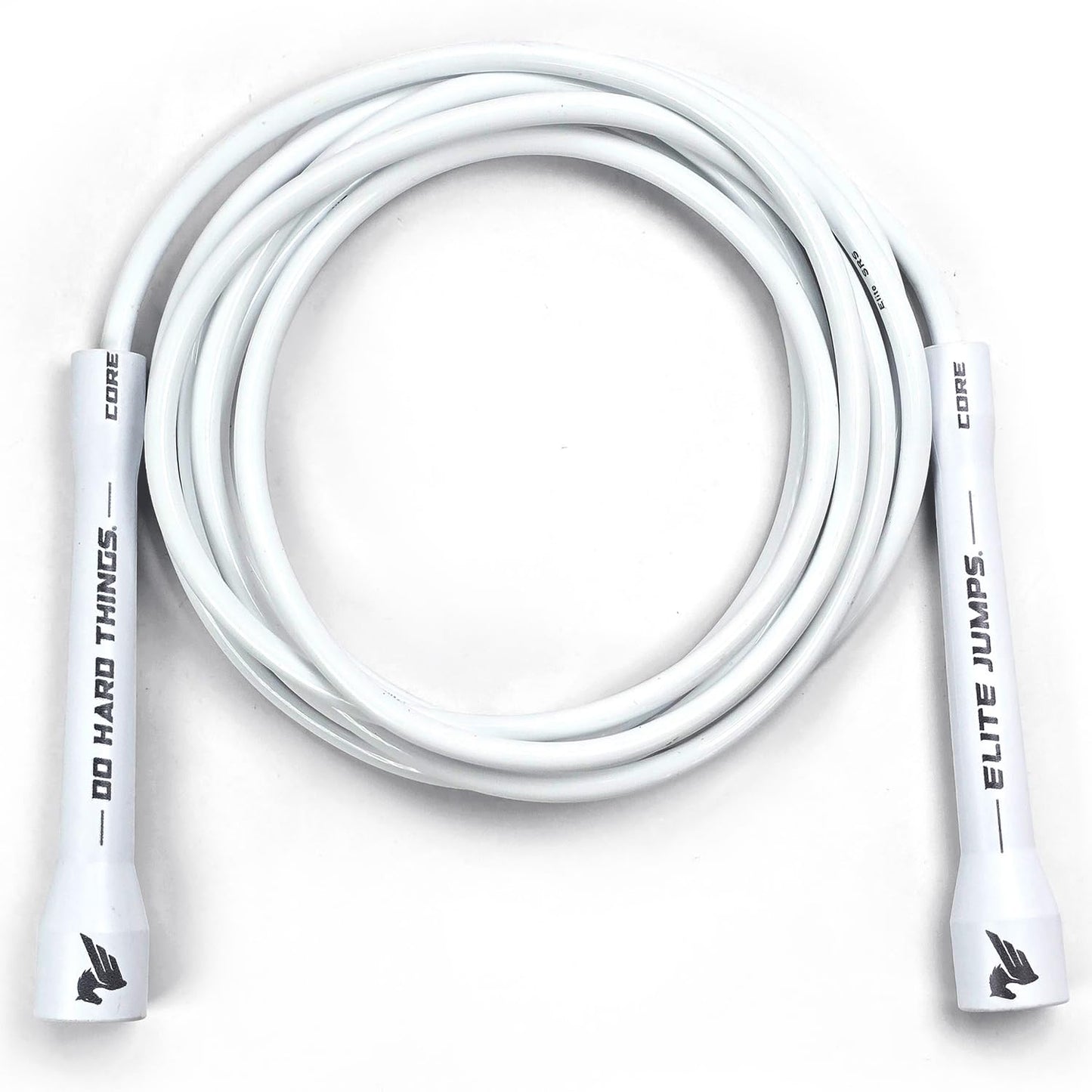 Elite Jumps 6mm PVC Jump Rope, Adjustable Skipping Rope - White Handles - 5" Handle
