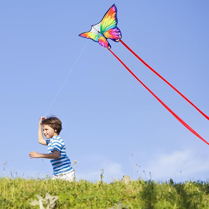 Butterfly Kites for Kids & Adults, Easy to Fly Design with Long Tail for Stability, for Kids Ages