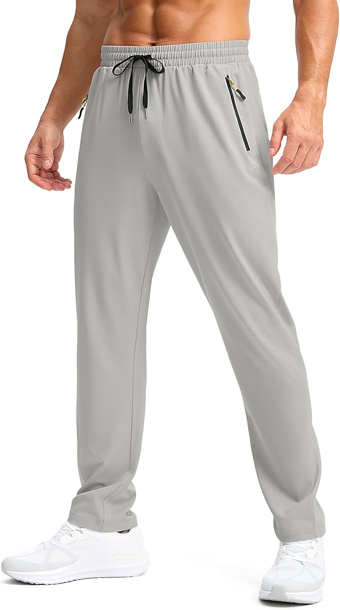 Pudolla Men's Lightweight Hiking Pants Quick-Dry Outdoor Sweatpants with Zipper Pockets for Casual