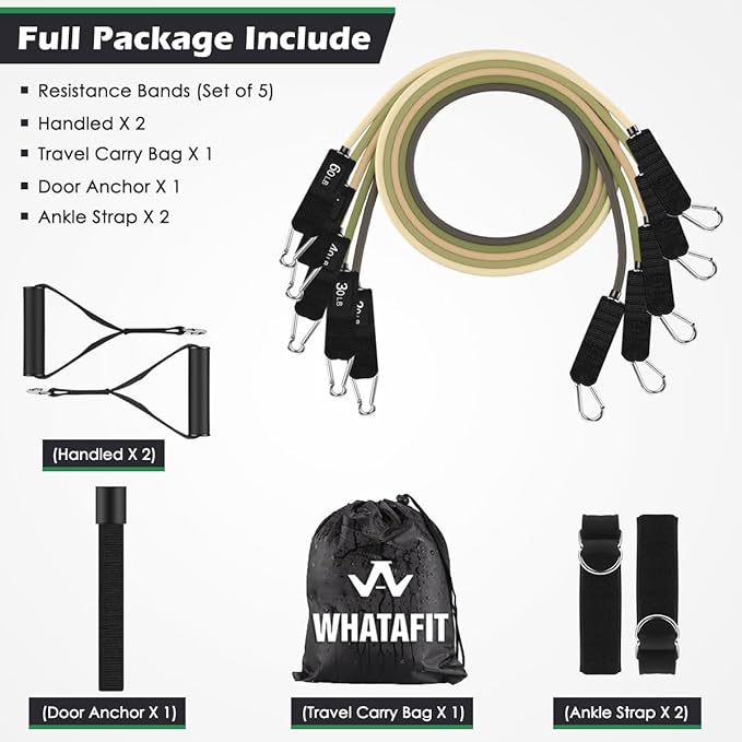 WHATAFIT Resistance Bands, Exercise Bands，Resistance Bands for Working Out, Work Out Bands with
