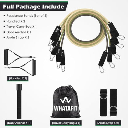 WHATAFIT Resistance Bands, Exercise Bands，Resistance Bands for Working Out, Work Out Bands with