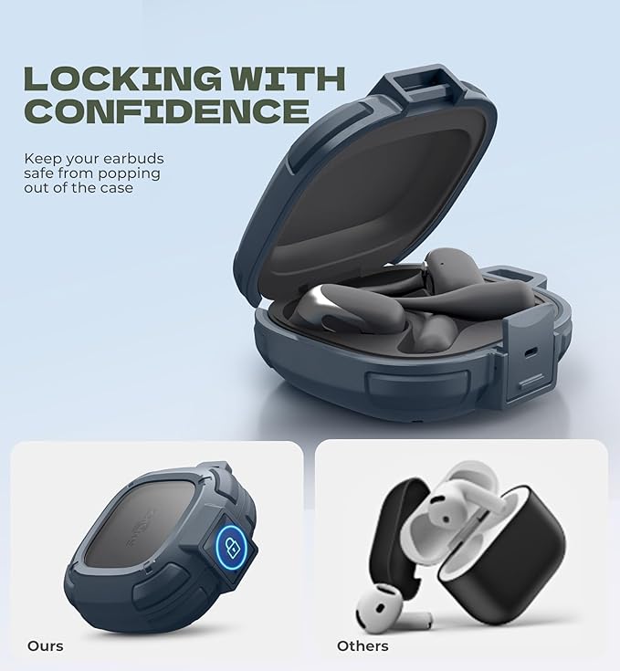Dexnor for Shokz OpenFit 2 Case with Drop-Proof Lock, Shockproof Rugged Bumper Cases Protective