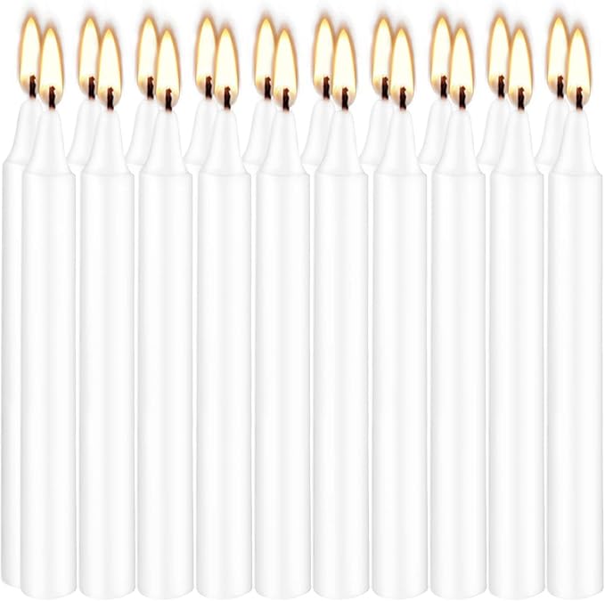 Set of 40 White Candles Mini Unscented Taper Candles for Christmas,Household, Wedding, Rituals