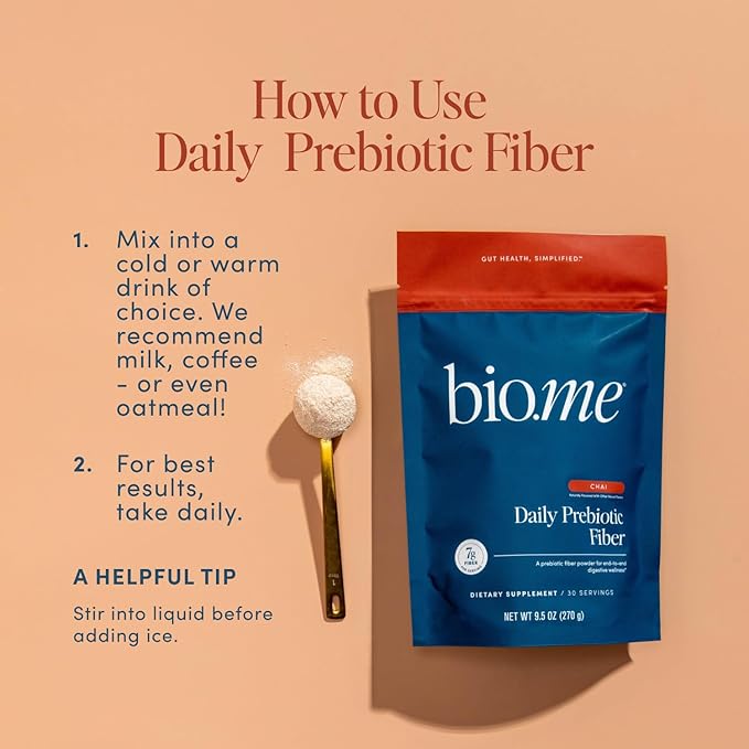 Daily Prebiotic Fiber Powder Chai - 7g Per Serving - Soluble & Insoluble Fiber Supplement Powder