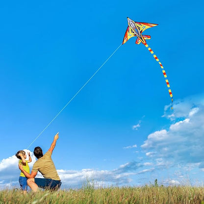 HONBO 58" Fighter Plane - Kite for Kids & Adults, Easy to Fly, Beach Trip Beginner Kite with Reel