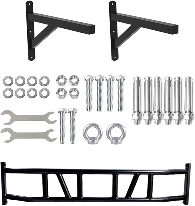 ptlsy Wall Mounted Pull Up Bar Multifunctional with Multi-grip Chin Up Bar Heavy Duty Dip Station
