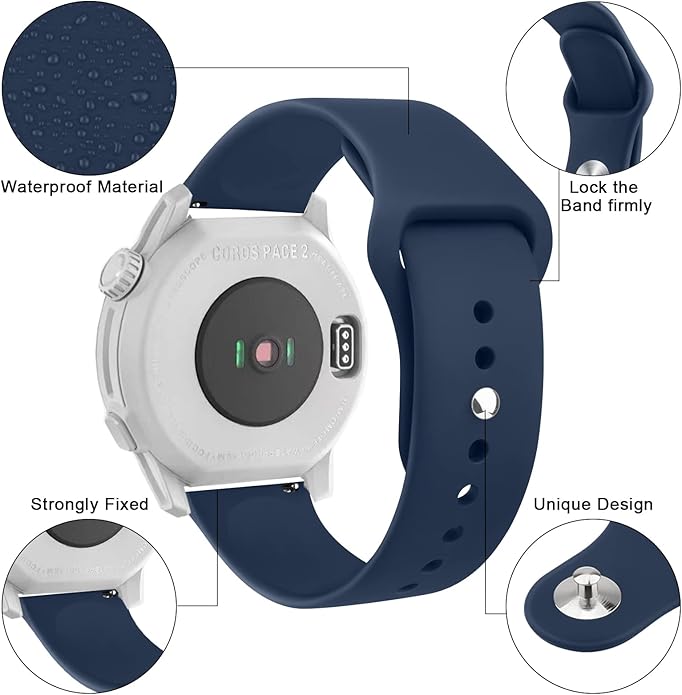 Amzpas Silicone Band for Coros PACE 2/ APEX 42mm/ APEX 2, 20mm Quick-Release Replacement Wristband