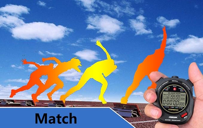 Sport Stopwatch Timer with 100X2laps Split Memory/0.001second Timing,Professional Recall Stop Watch