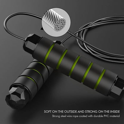 Jump Rope, Tangle-Free Rapid Speed Jumping Rope Cable with Ball Bearings for Women, Men, and Kids