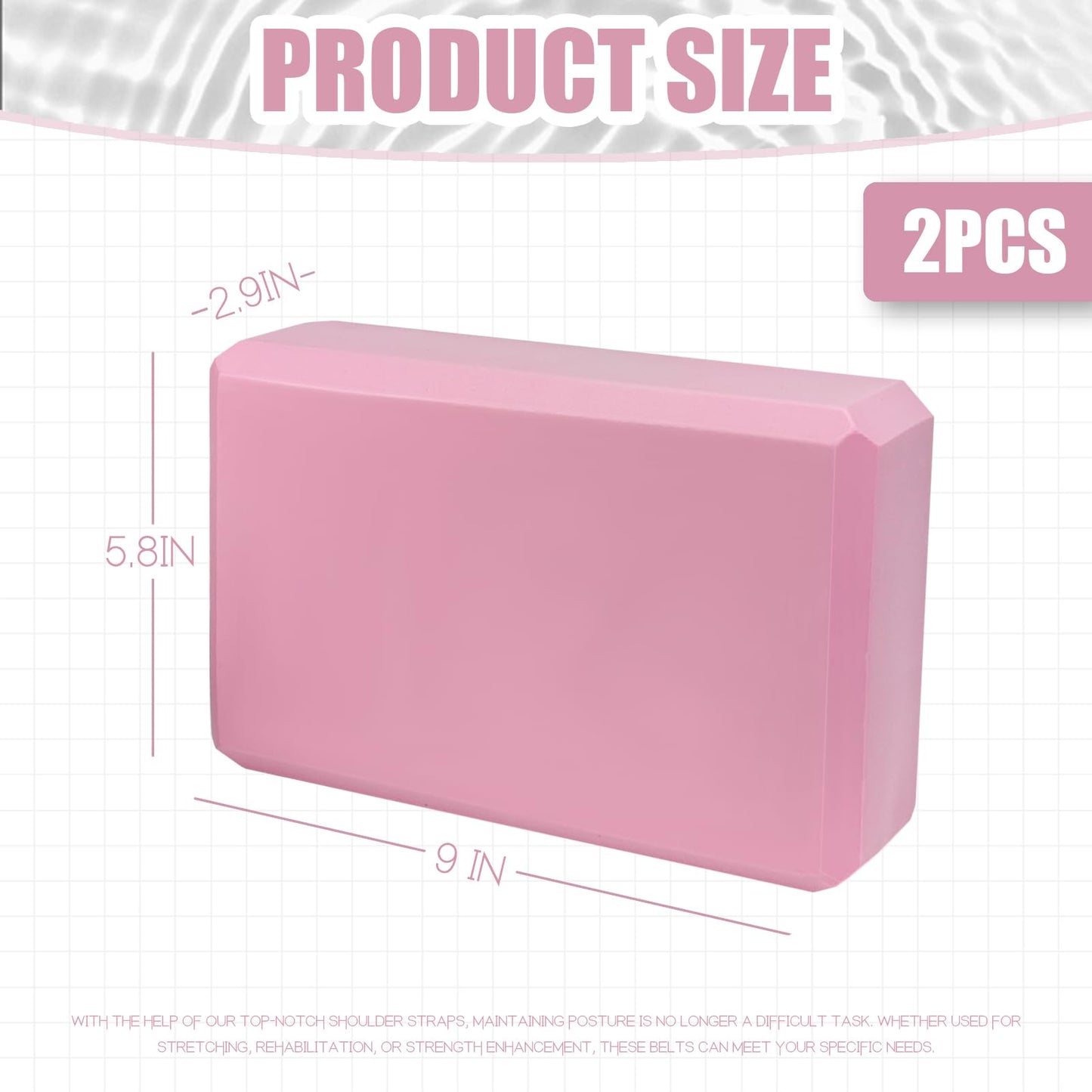Septo 2 Pcs Yoga Blocks, 9x6x3 Inch Pink Foam Blocks for Pilates