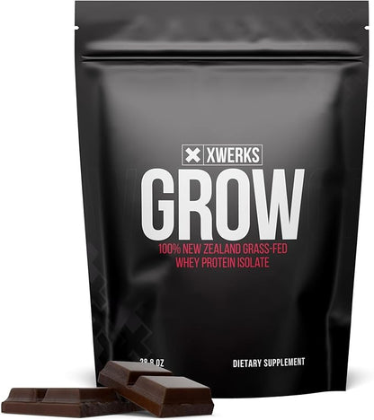 Xwerks Grow 100% New Zealand Grass Fed Whey Protein, 25g Pure Isolate Protein Powder Per Serving
