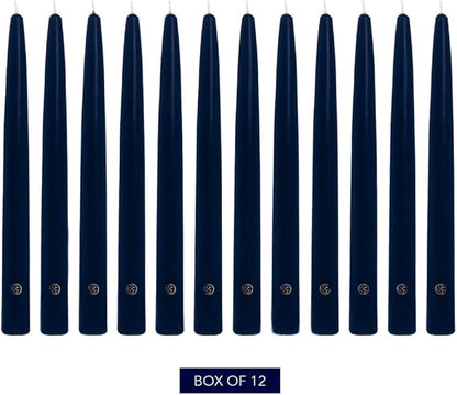 Colonial Candle Indigo Blue Taper Candles Hand Dipped - 12" Tall Candlesticks - Dripless, Unscented