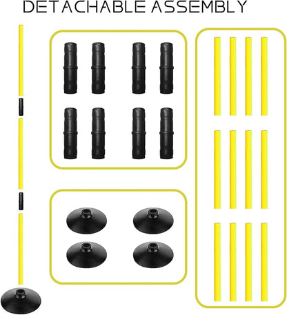 TNZMART 3.9FT Detachable Speed Agility Poles Agility Training Poles Set Adjustiable Height Soccer