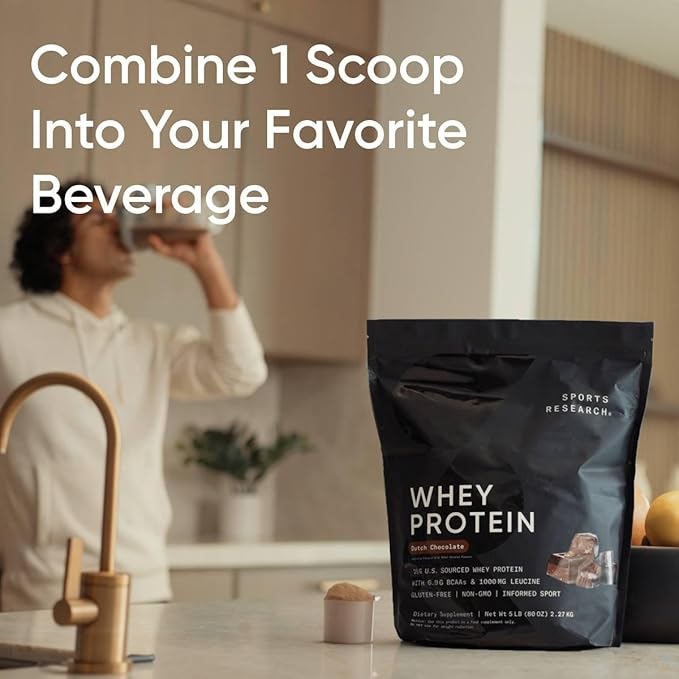 Sports Research Whey Protein - Sports Nutrition Whey Isolate Protein Powder for Lean Muscle