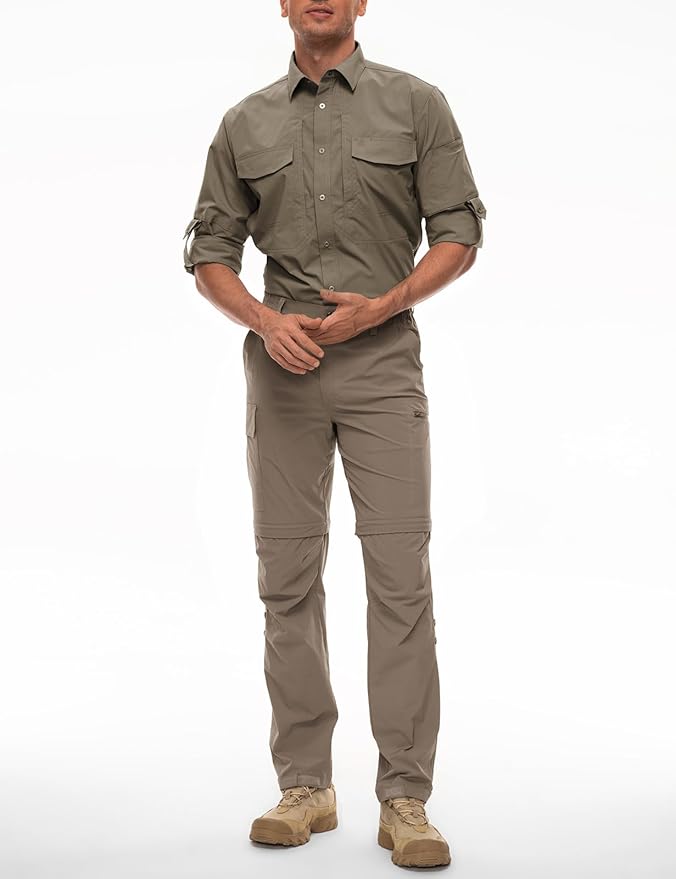 Wespornow Men's-Convertible-Hiking-Pants Quick Dry Lightweight Zip Off Breathable Cargo Pants for