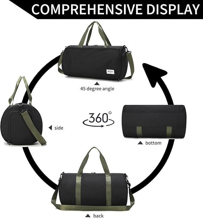 BE SMART Waterproof Mens Gym Bag with Shoe Compartment, Duffle Bag with Wet Pocket for Men