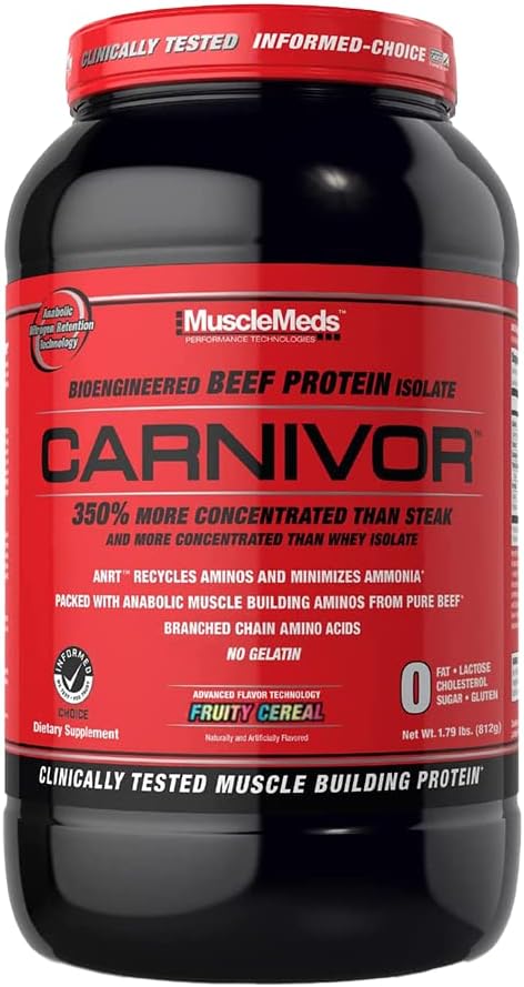 MuscleMeds CARNIVOR Beef Protein Isolate Powder, Muscle Building, Recovery, Lactose Free, Sugar