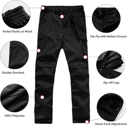 Boy’s Convertible Hiking Pants Lightweight Quick Dry Zip Off Pants for Kids Youth Outdoor UPF 50+