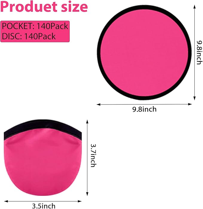 Foldable Flying Disc Fans Set with Bags, 9.8 Inch Black Egde Fabric Beach Flying Disc for Wedding