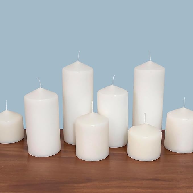 Stonebriar 3 Pack Tall 3 x 6 Inch 65 Hour Long Burning Unscented White Wax Pillar Candles