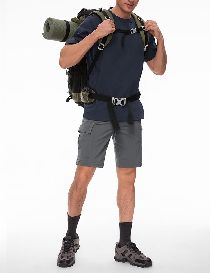 Wespornow Men's-Convertible-Hiking-Pants Quick Dry Lightweight Zip Off Breathable Cargo Pants for