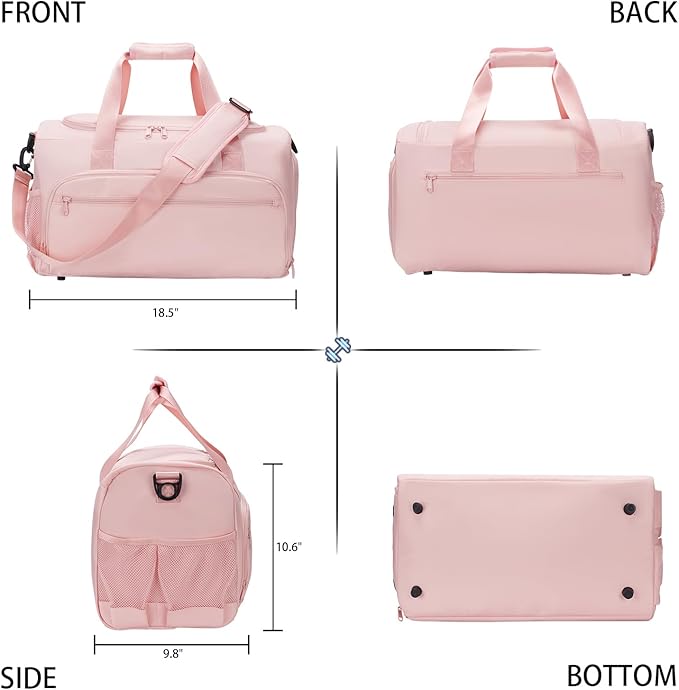 Gym Bag for Men Women, Small Fitness Workout Sports Bag with Wet Pocket & Shoes Compartment, Water