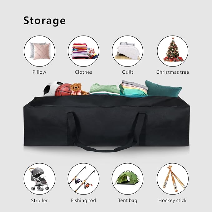 TOPDesign 46 Inch Extra Large Zippered Duffel Bag for Travel Camping Sports Equipment Storage