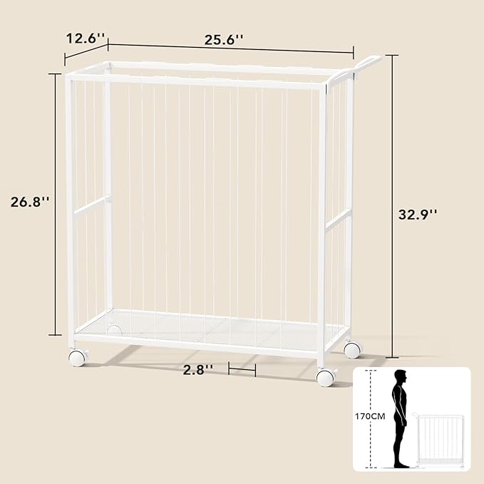Ball Storage Bin Rolling Sports Ball Cart, Metal Garage Organizer Sport Rack, Ball Basket Storage