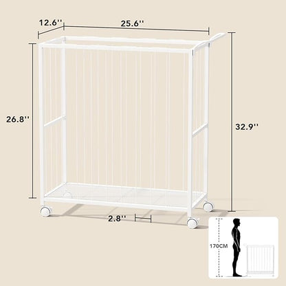 Ball Storage Bin Rolling Sports Ball Cart, Metal Garage Organizer Sport Rack, Ball Basket Storage