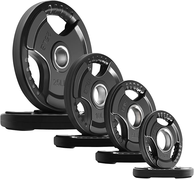 RitFit Olympic Rubber Grip Plates for Barbell, 2-Inch Weight Plates for Weightlifting and Strength