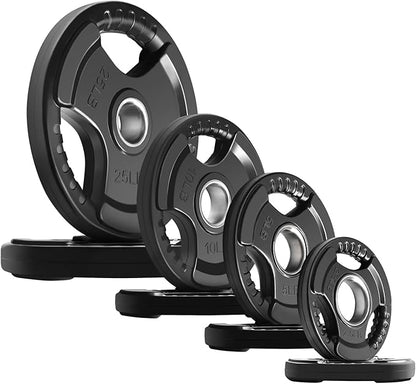 RitFit Olympic Rubber Grip Plates for Barbell, 2-Inch Weight Plates for Weightlifting and Strength